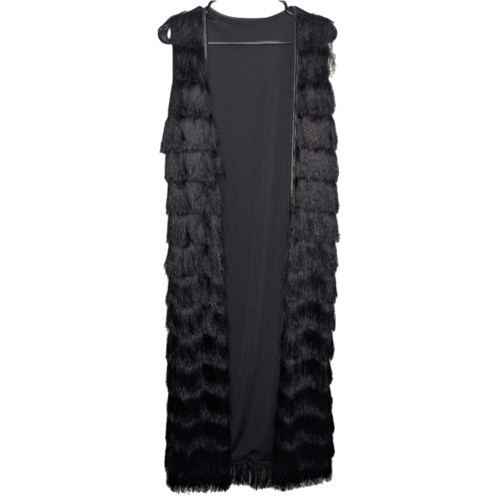 H&M Black Fringe Vest